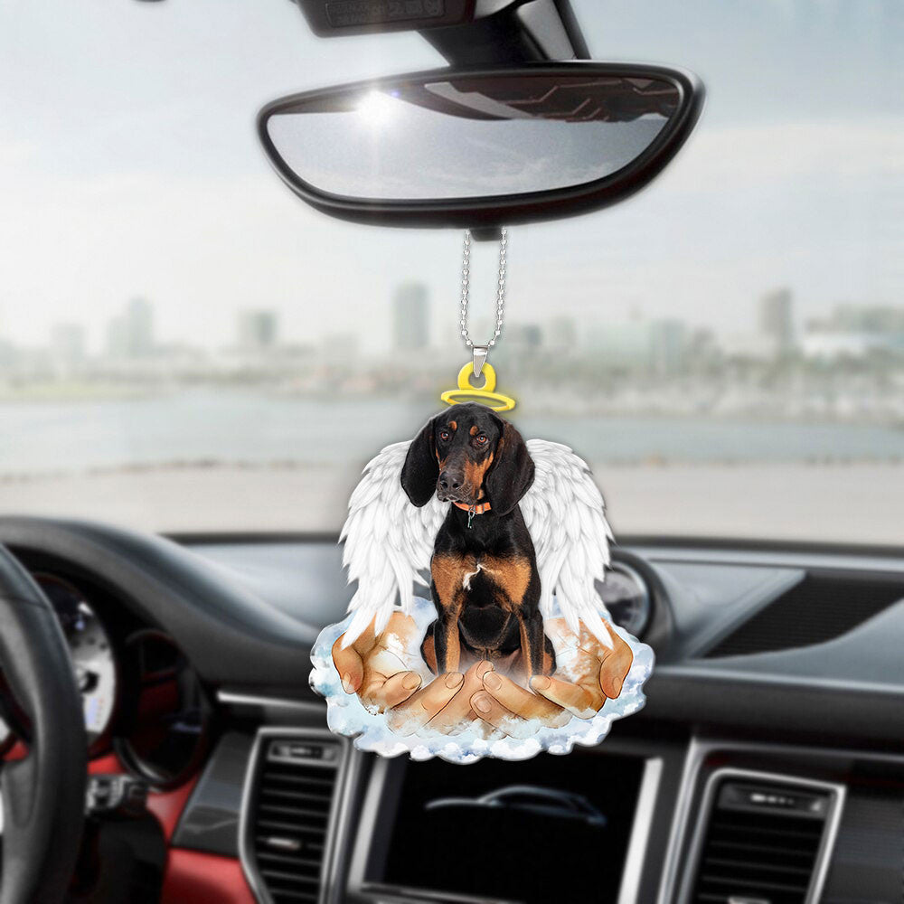 Coonhound In The Hands Of God Car Hanging Ornament