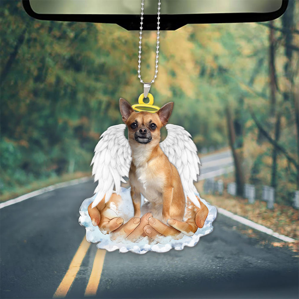 Chihuahua In The Hands Of God Car Hanging Ornament