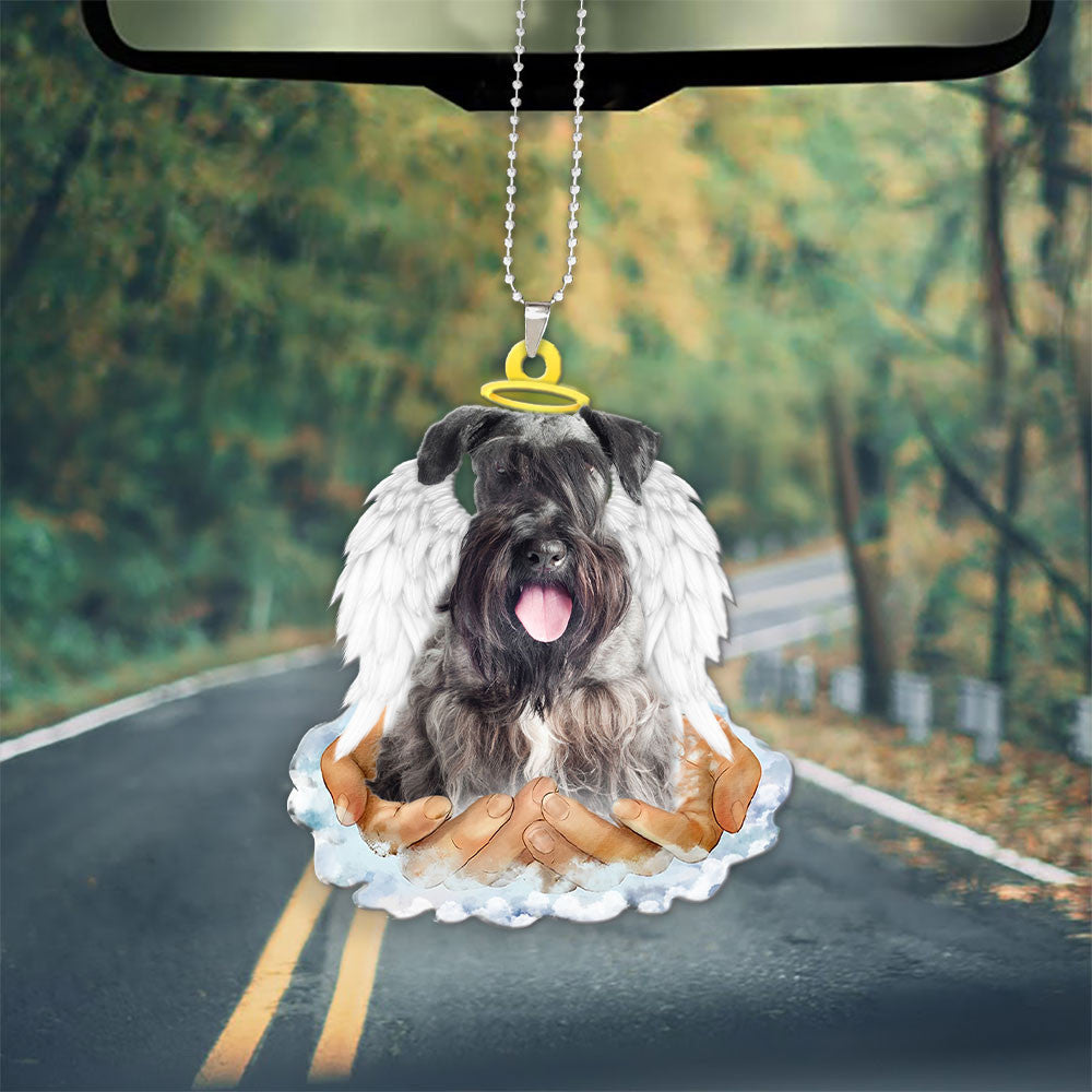 Cesky Terrier In The Hands Of God Car Hanging Ornament