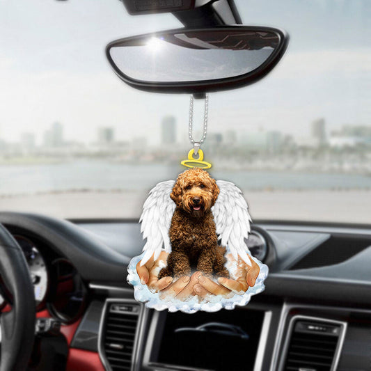 Cavapoo In The Hands Of God Car Hanging Ornament