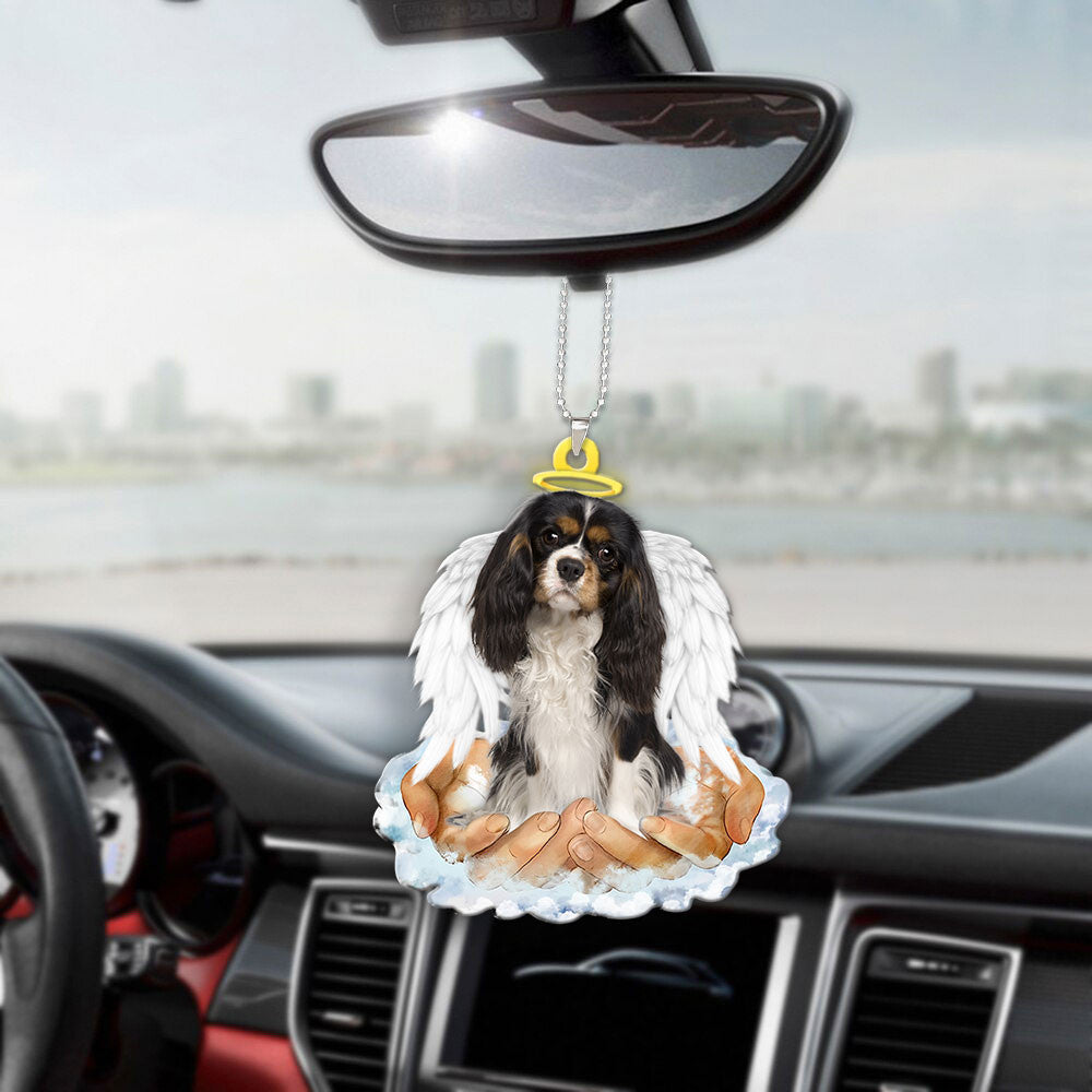 Cavalier King Charles Spaniel In The Hands Of God Car Hanging Ornament