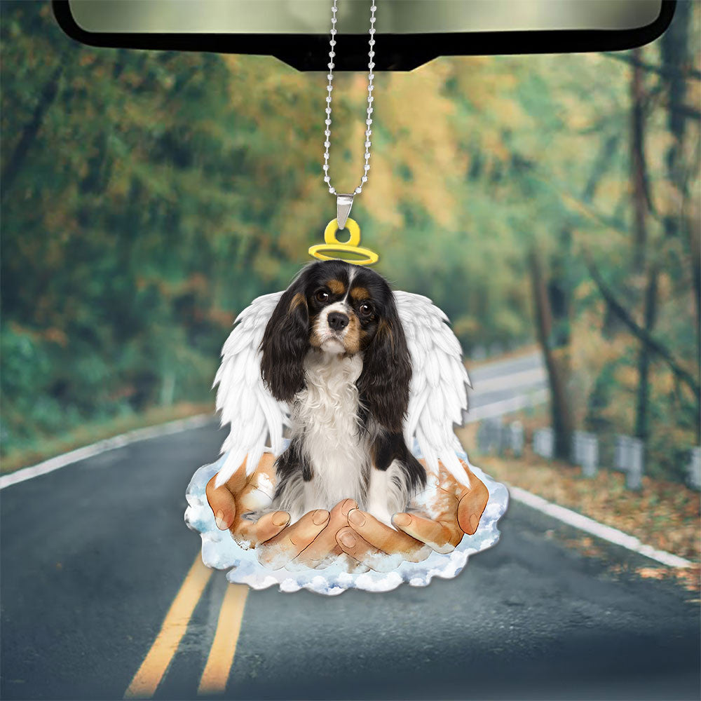 Cavalier King Charles Spaniel In The Hands Of God Car Hanging Ornament