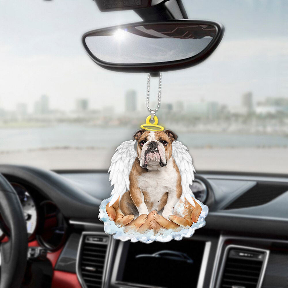 Bulldog In The Hands Of God Car Hanging Ornament