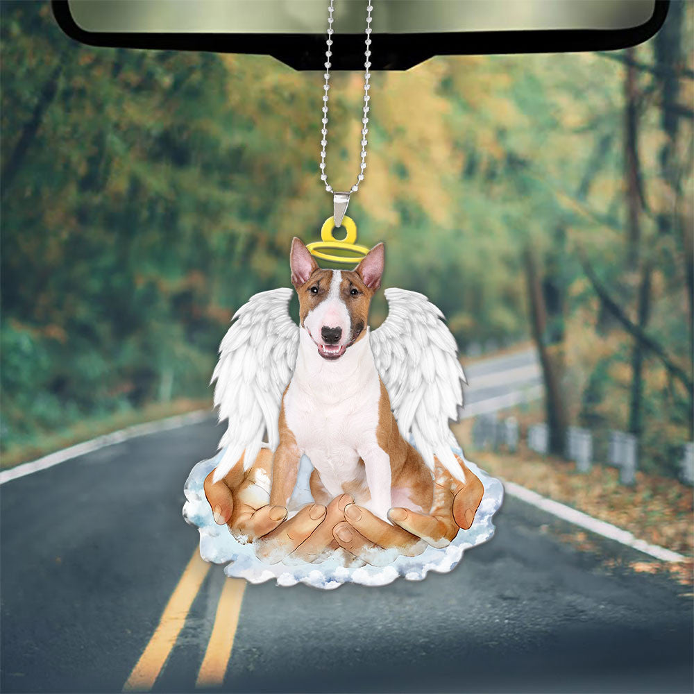 Bull Terrier In The Hands Of God Car Hanging Ornament