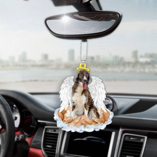 Borzoi In The Hands Of God Car Hanging Ornament