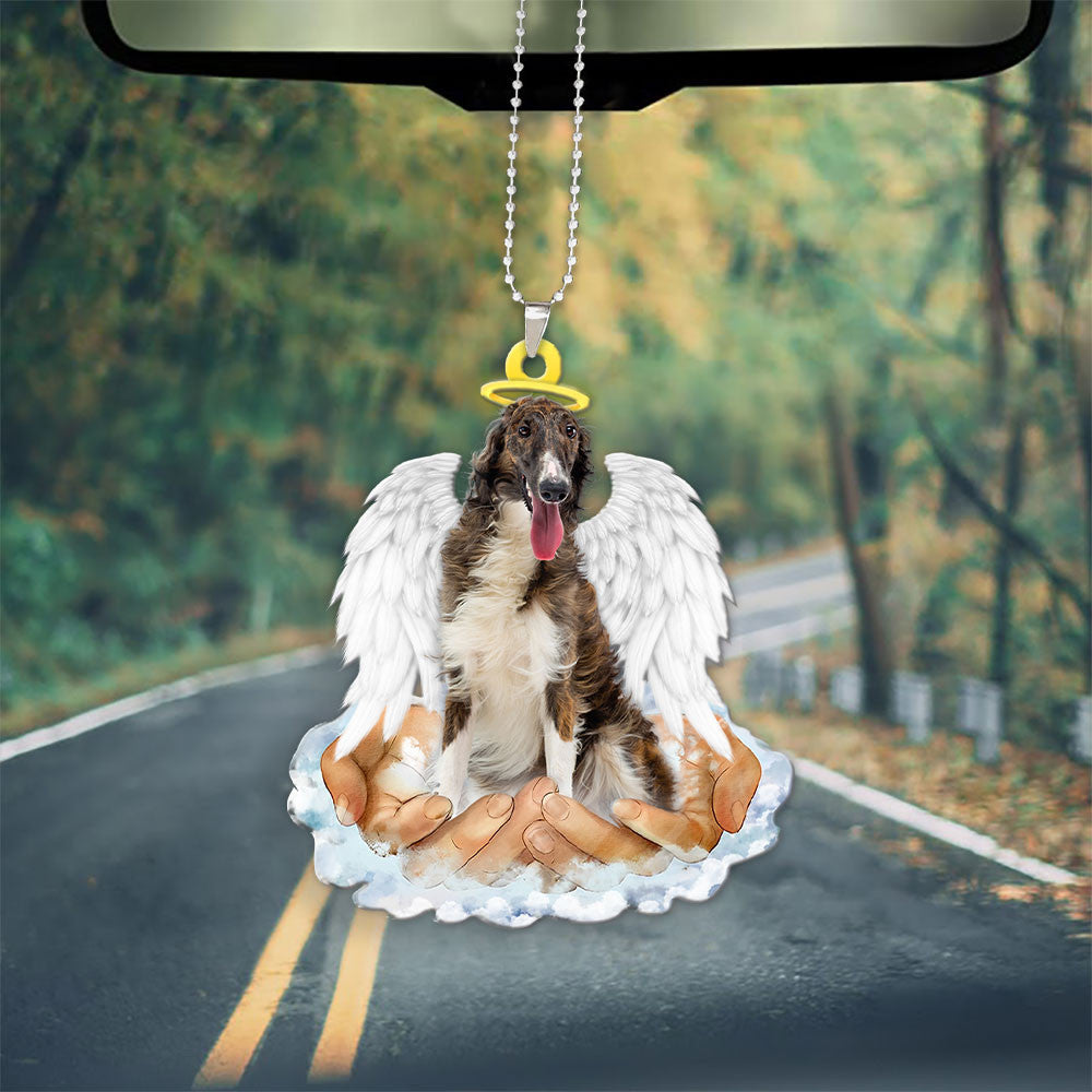 Borzoi In The Hands Of God Car Hanging Ornament