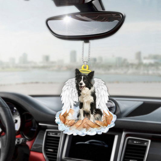 Border Collie In The Hands Of God Car Hanging Ornament