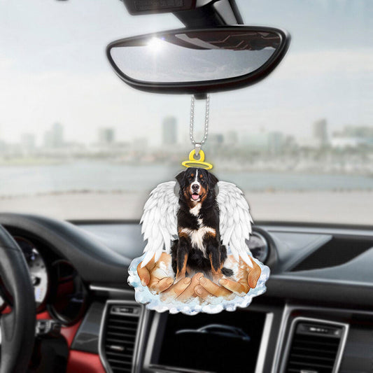 Bernese Mountain Dog In The Hands Of God Car Hanging Ornament