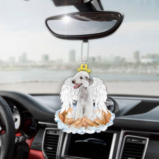 Bedlington Terrier In The Hands Of God Car Hanging Ornament