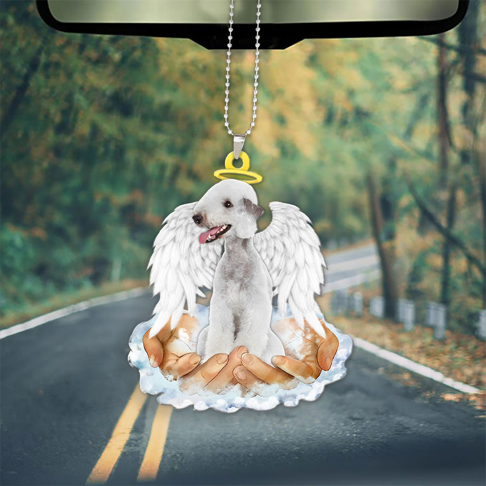 Bedlington Terrier In The Hands Of God Car Hanging Ornament