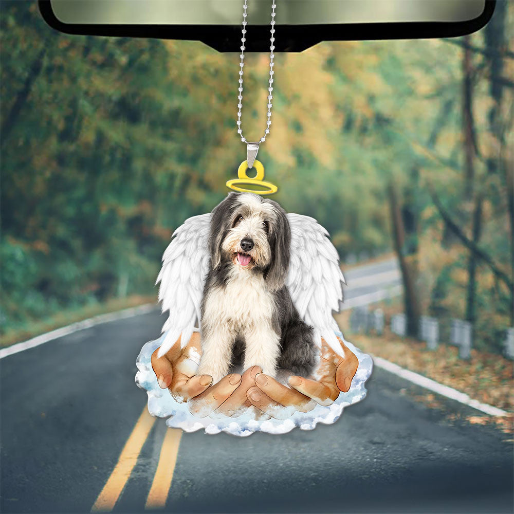 Bearded Collie In The Hands Of God Car Hanging Ornament