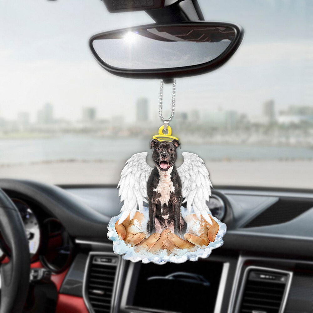 American Staffordshire Terrier In The Hands Of God Car Hanging Ornament