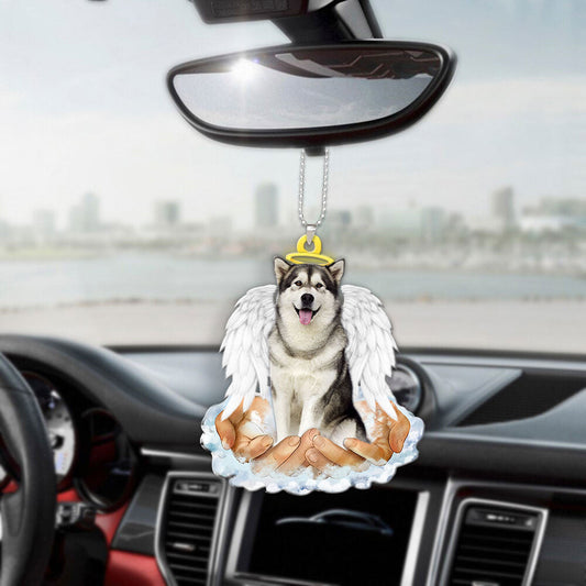 Alaskan Malamutes In The Hands Of God Car Hanging Ornament