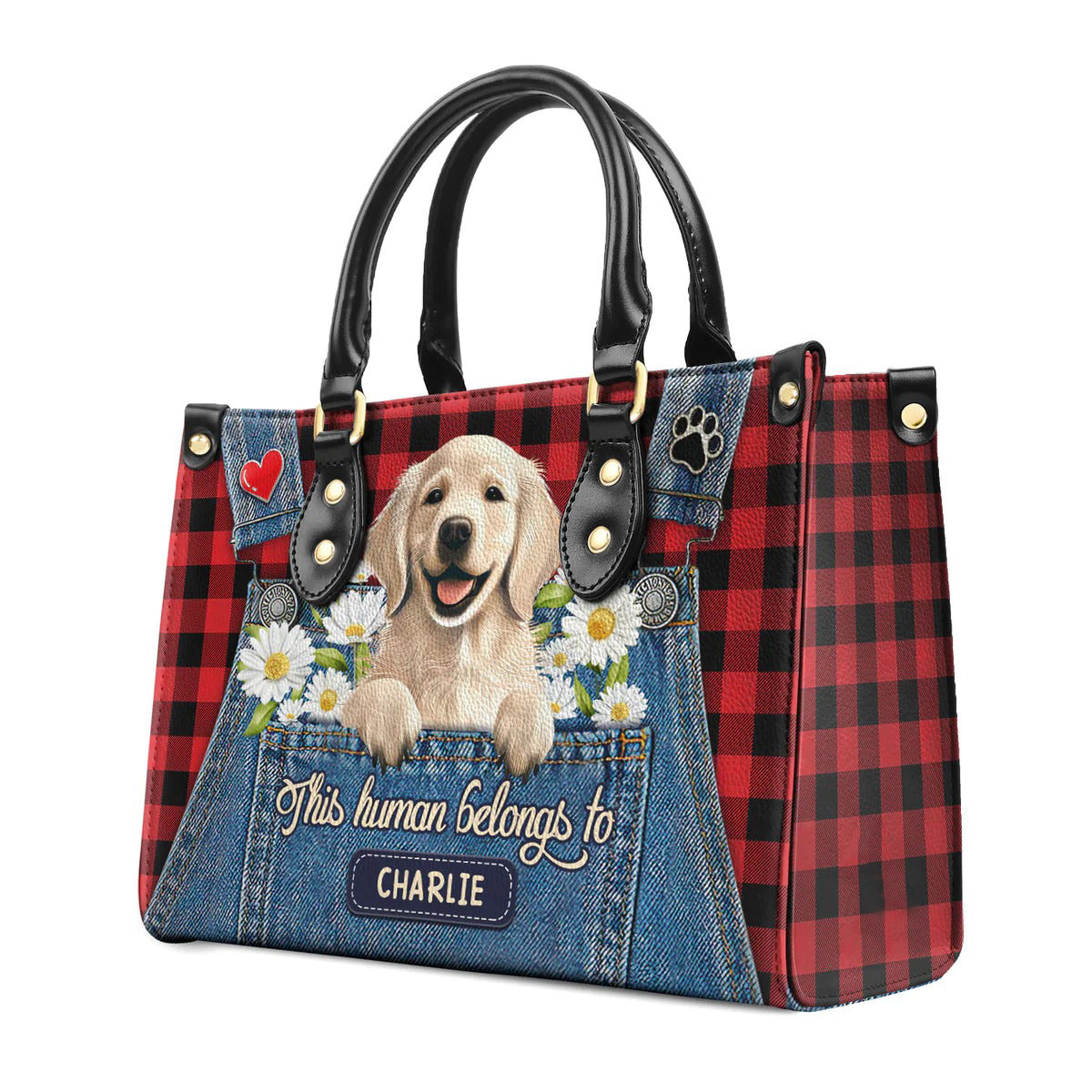 This Human Belongs To Golden Retriever Leather Bag