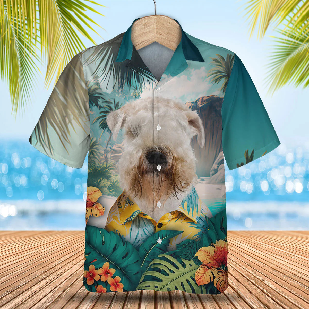 Soft-coated Wheaten Terrier - 3D Tropical Hawaiian Shirt