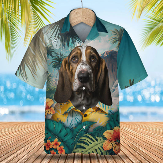 Basset Hound AI - 3D Tropical Hawaiian Shirt