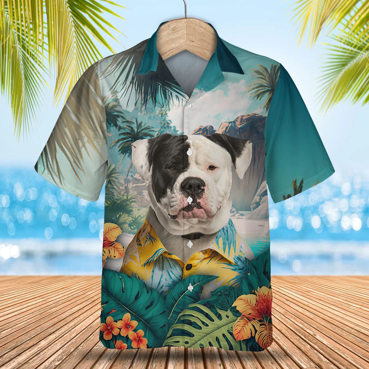 American Bulldog - 3D Tropical Hawaiian Shirt