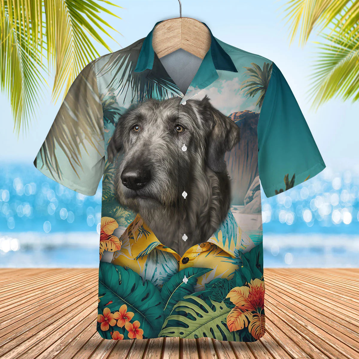 Irish Wolfhound - 3D Tropical Hawaiian Shirt