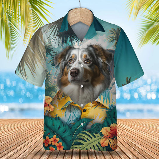 Australian Shepherd 2 AI - 3D Tropical Hawaiian Shirt