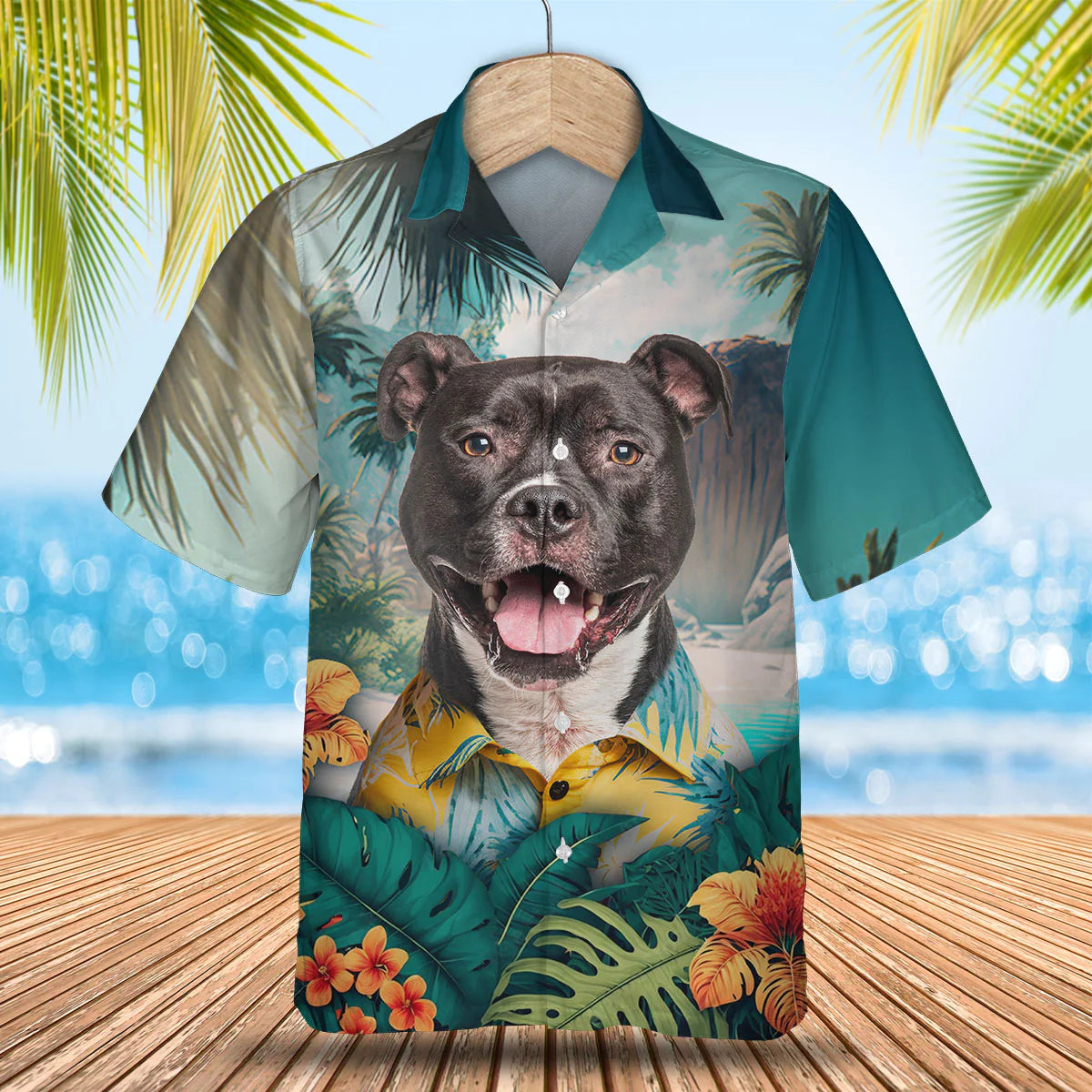 American Staffordshire Terrier - 3D Tropical Hawaiian Shirt
