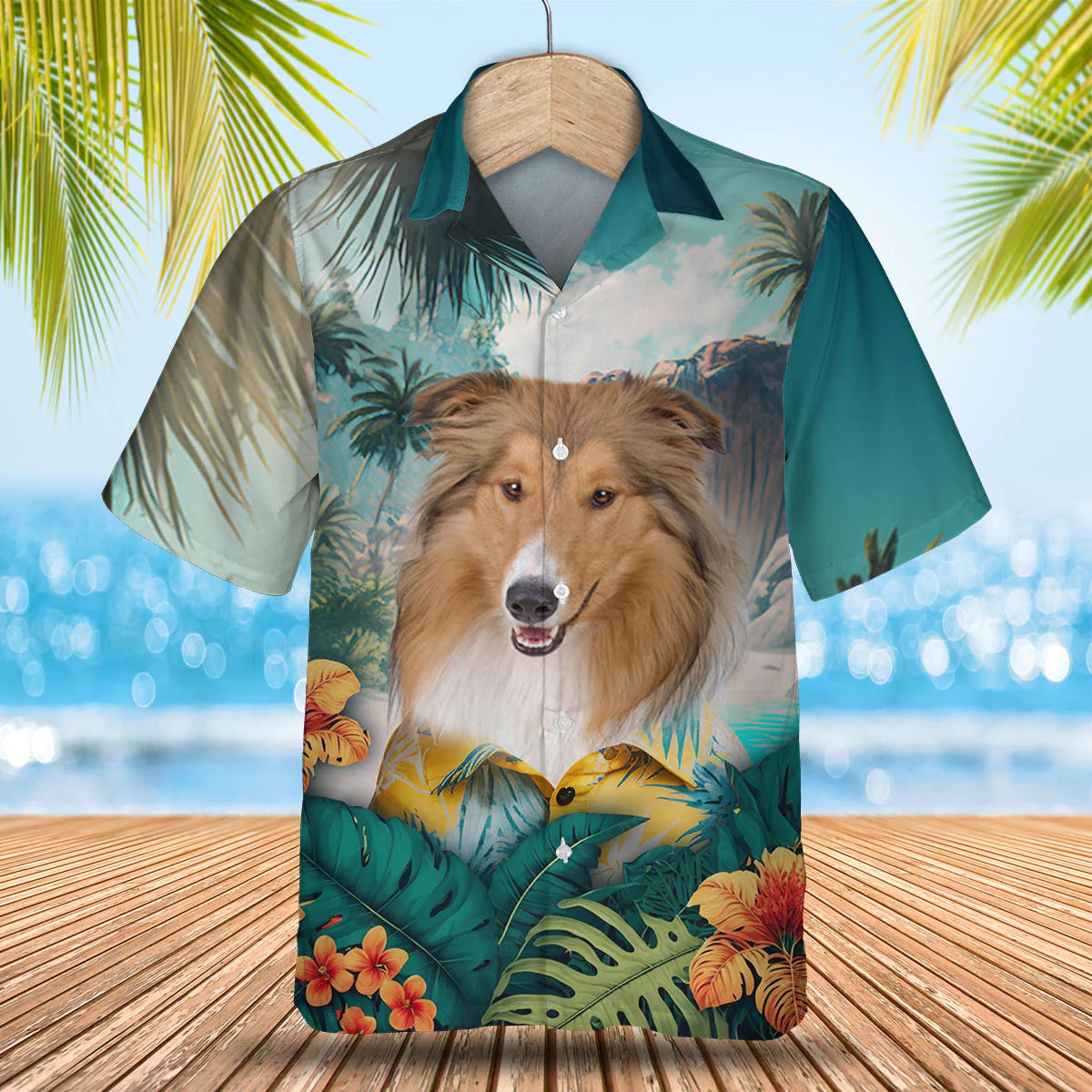 Rough Collie - 3D Tropical Hawaiian Shirt