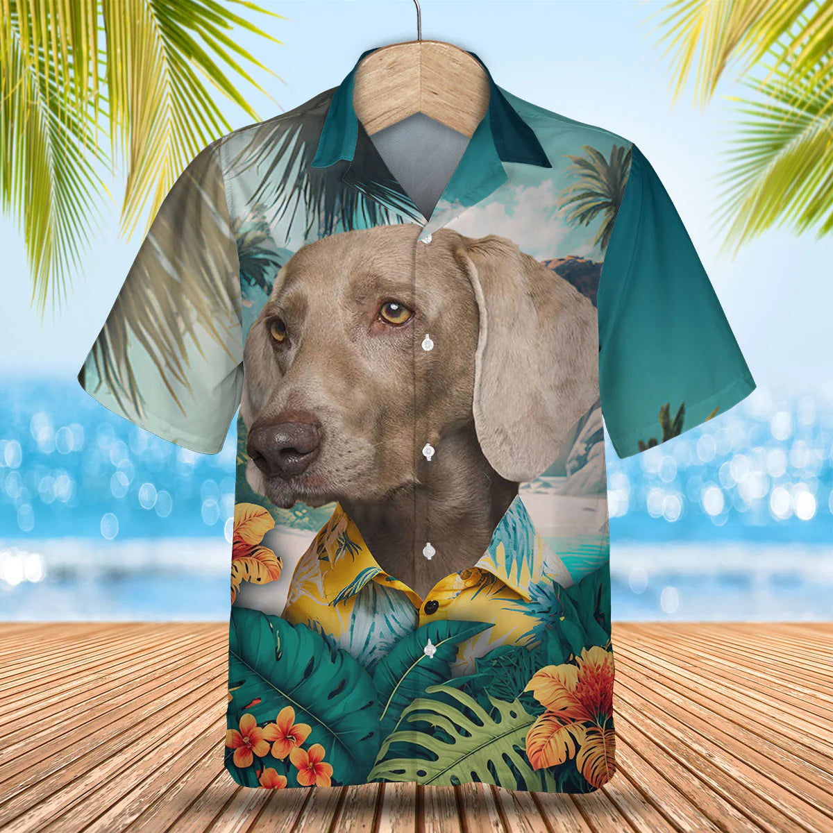 Weimaraner - 3D Tropical Hawaiian Shirt