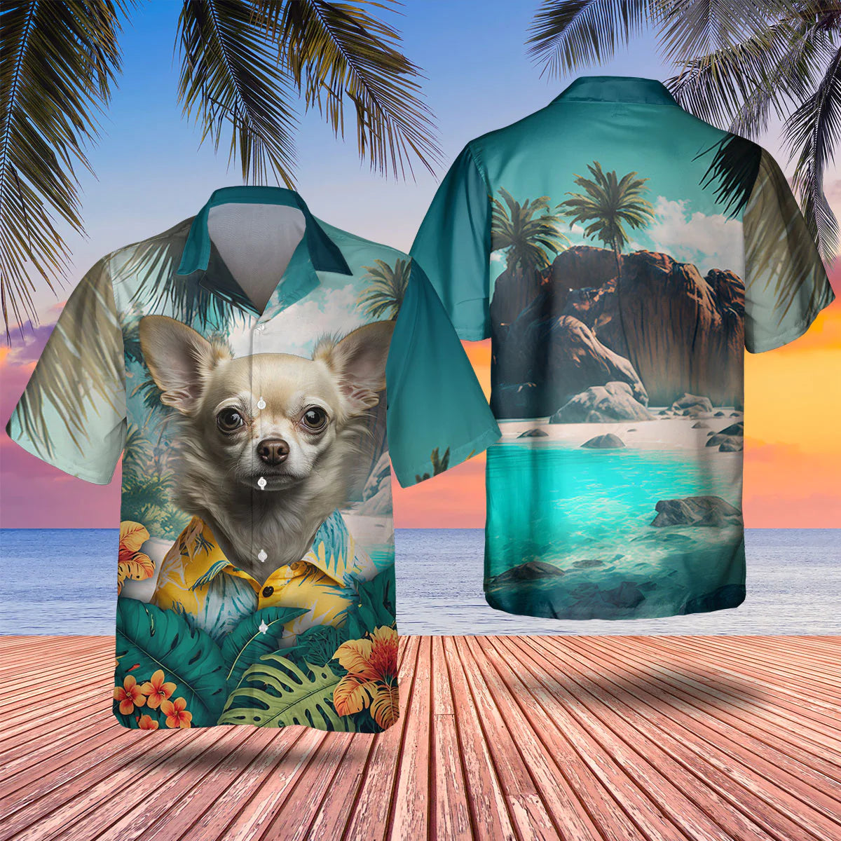 Chihuahua 2 AI - 3D Tropical Hawaiian Shirt