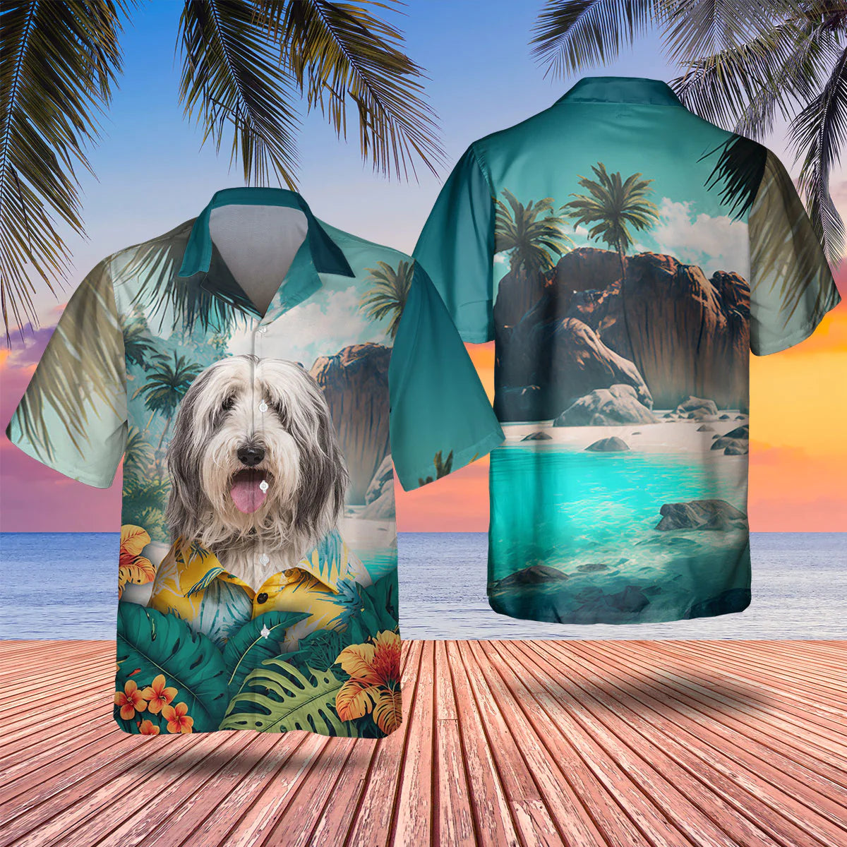 Bearded Collie - 3D Tropical Hawaiian Shirt