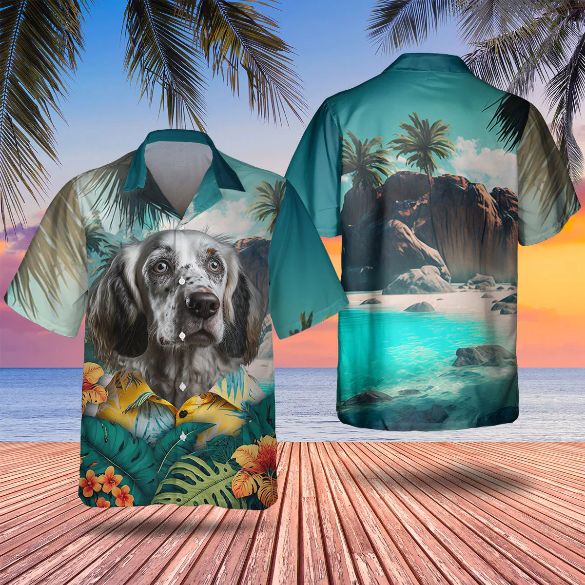 English Setter - 3D Tropical Hawaiian Shirt