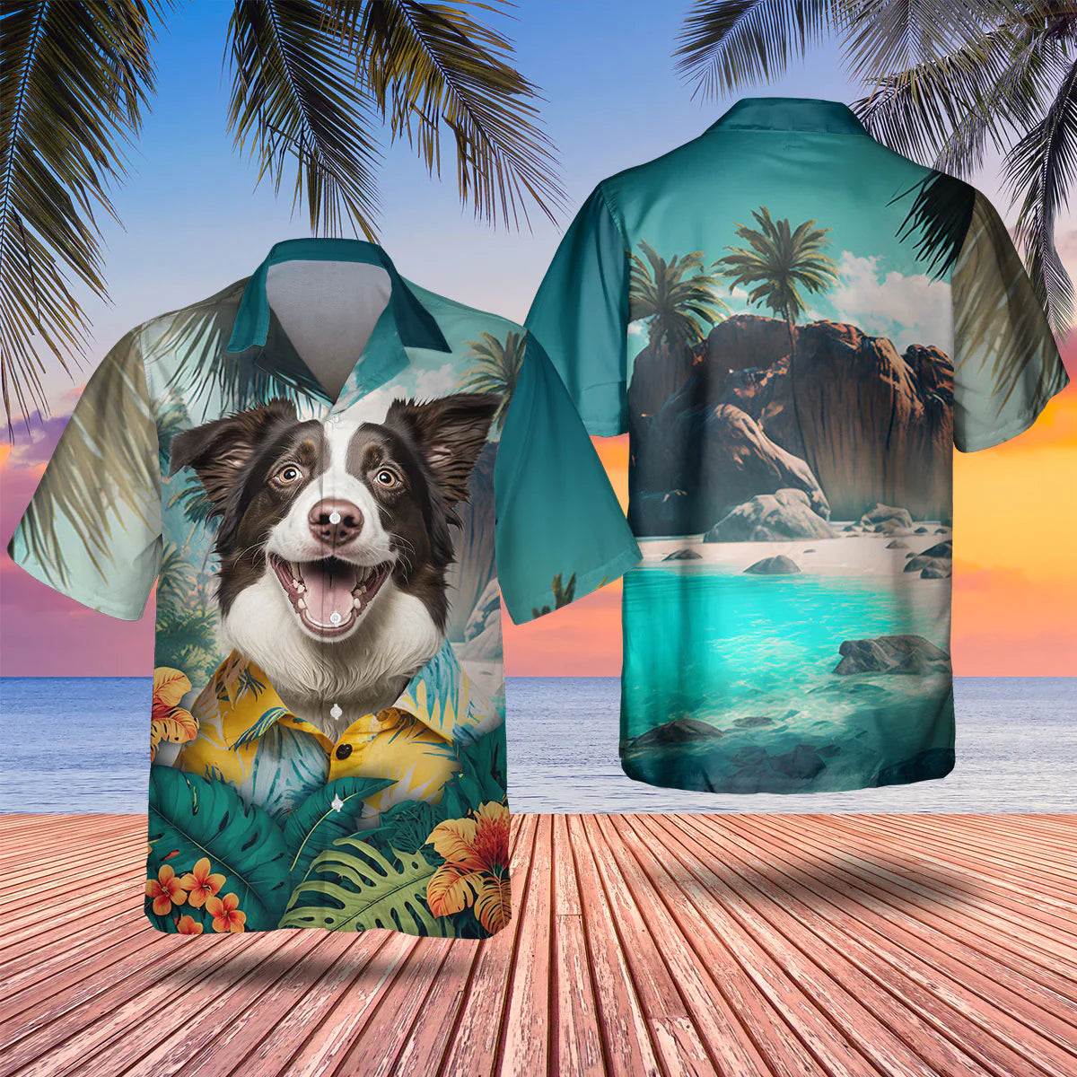 Border Collie AI - 3D Tropical Hawaiian Shirt