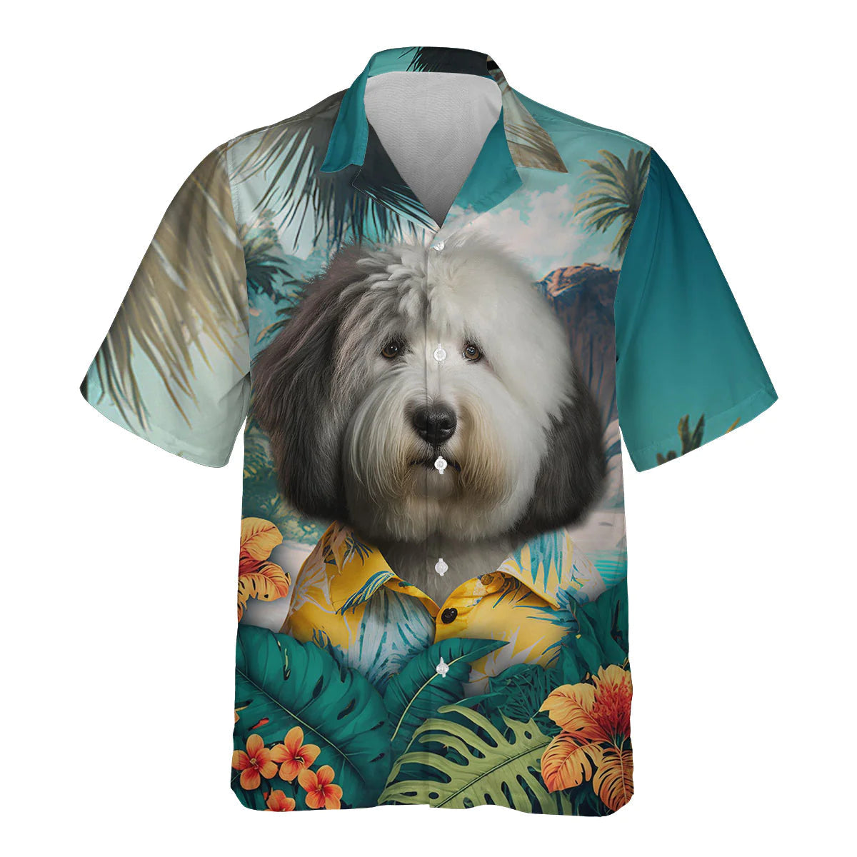 Old English Sheepdog - 3D Tropical Hawaiian Shirt
