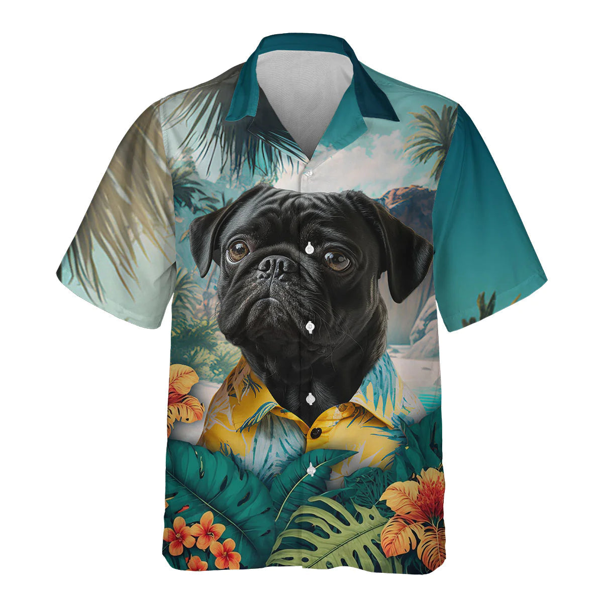 Pug - 3D Tropical Hawaiian Shirt