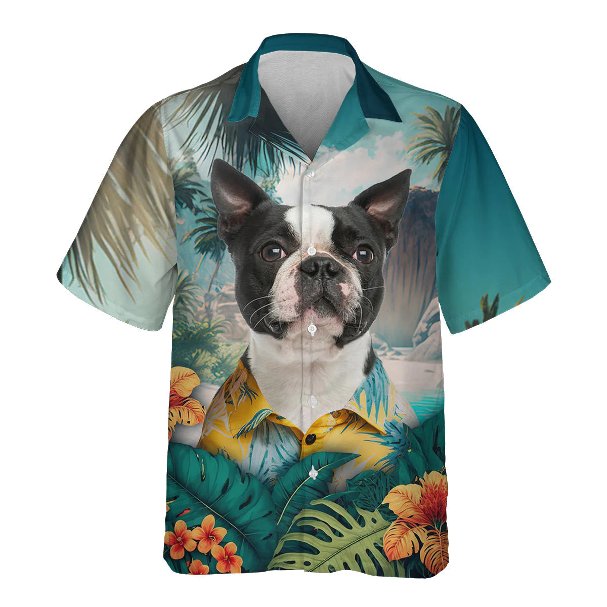 Boston Terrier - 3D Tropical Hawaiian Shirt