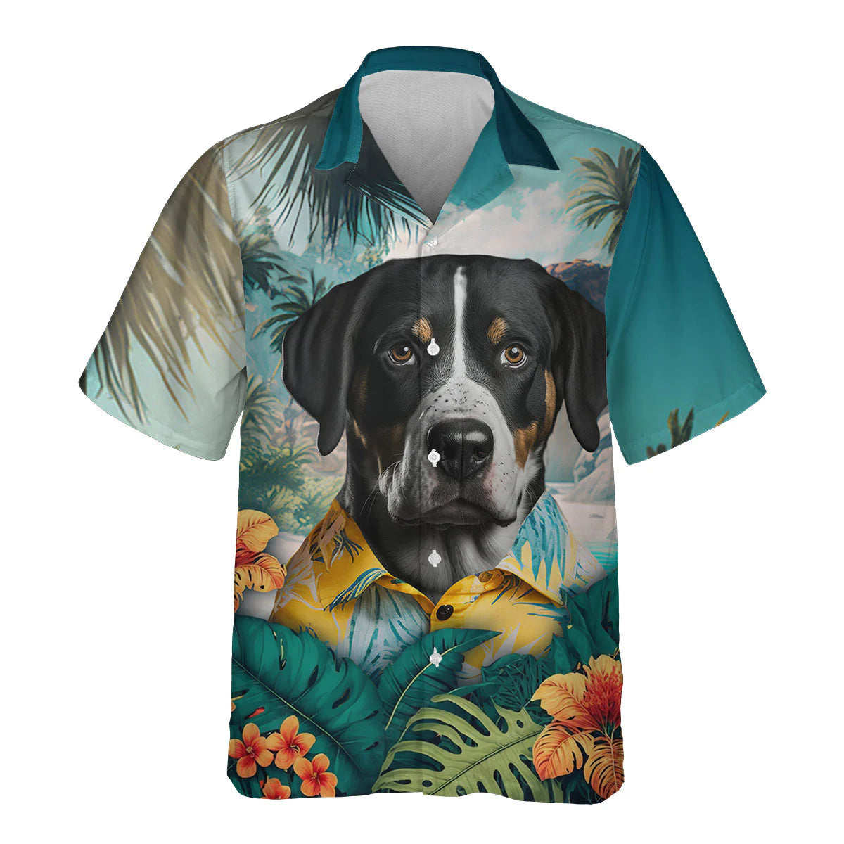 Greater Swiss Mountain Dog - 3D Tropical Hawaiian Shirt