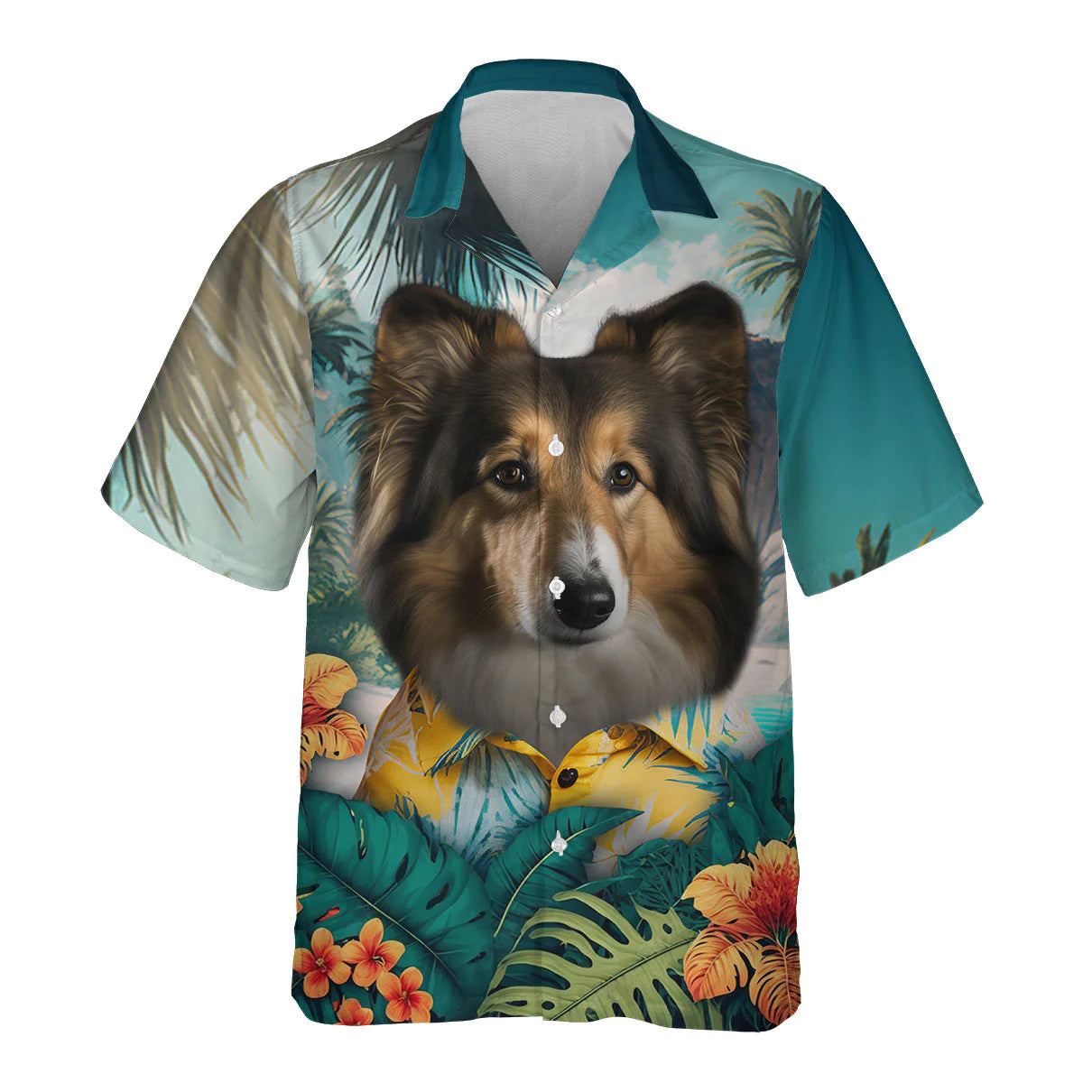 Shetland Sheepdog - 3D Tropical Hawaiian Shirt