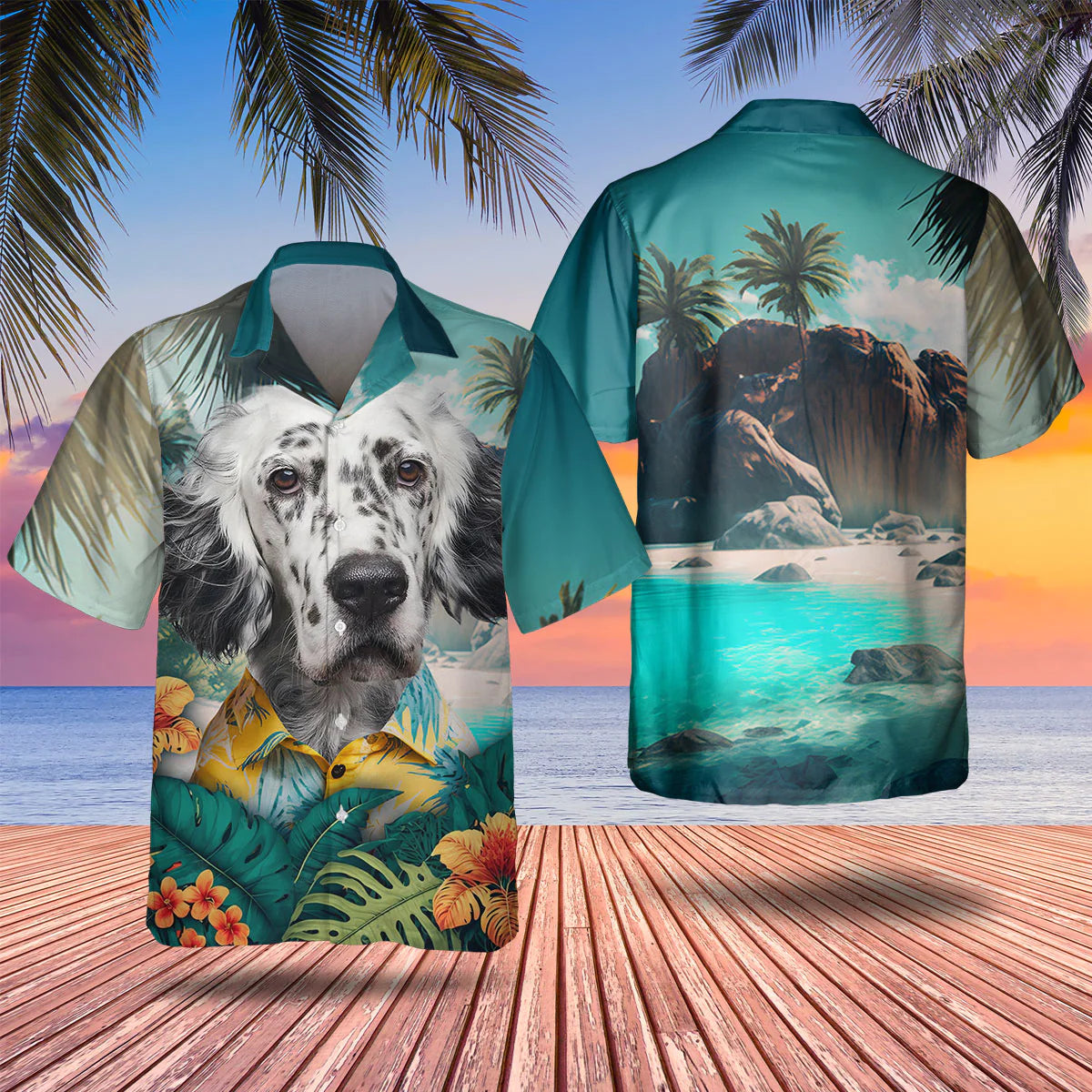 English Setter - 3D Tropical Hawaiian Shirt