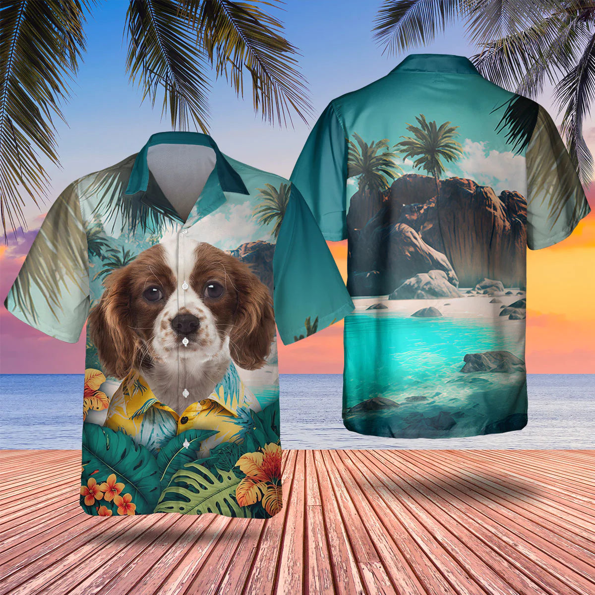 Cavalier King Charles Spaniel - 3D Tropical Hawaiian Shirt
