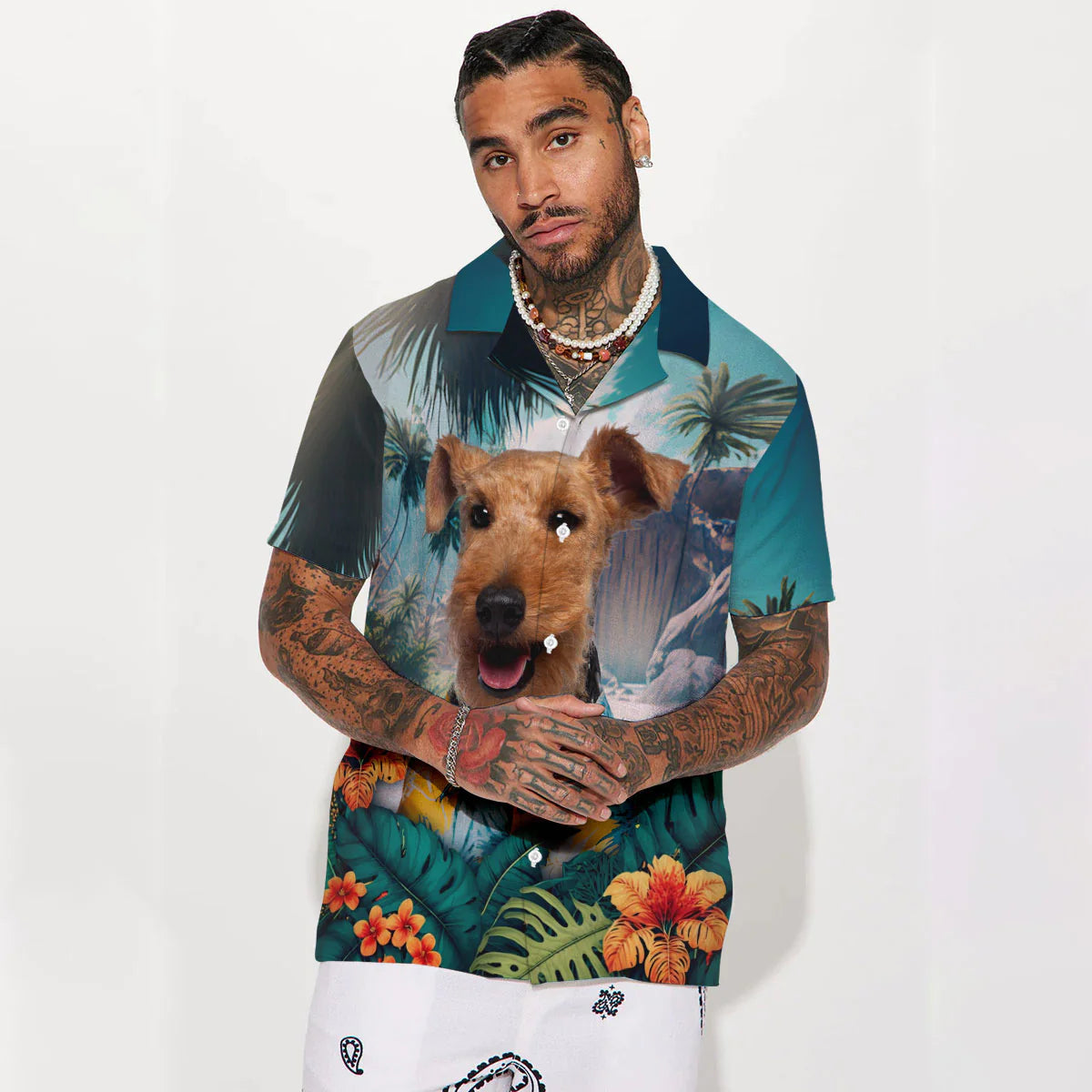 Airedale Terrier - 3D Tropical Hawaiian Shirt