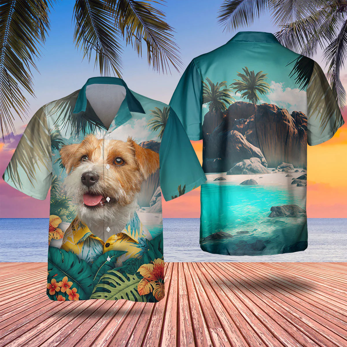 Jack Russell Terrier - 3D Tropical Hawaiian Shirt