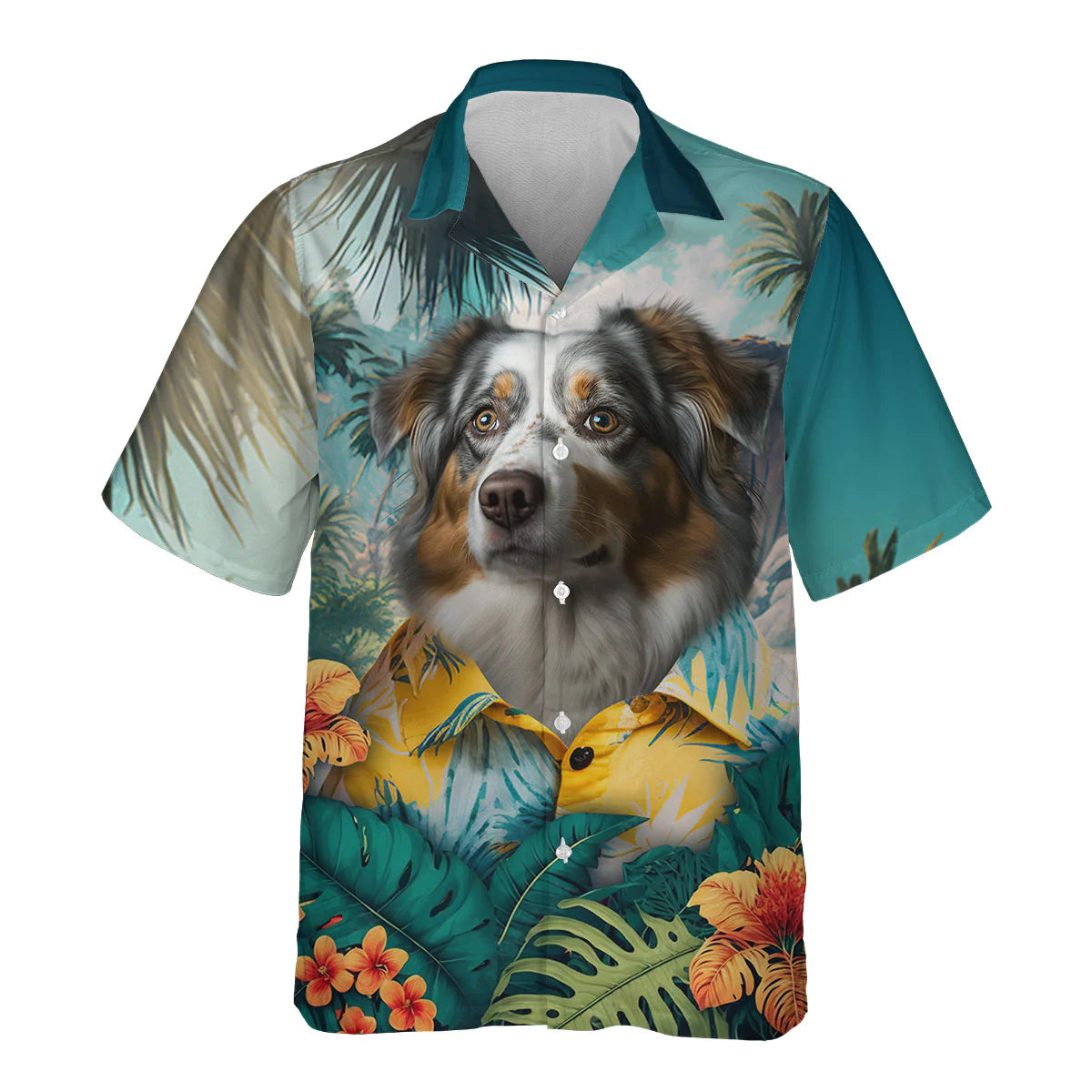 Australian Shepherd 2 AI - 3D Tropical Hawaiian Shirt