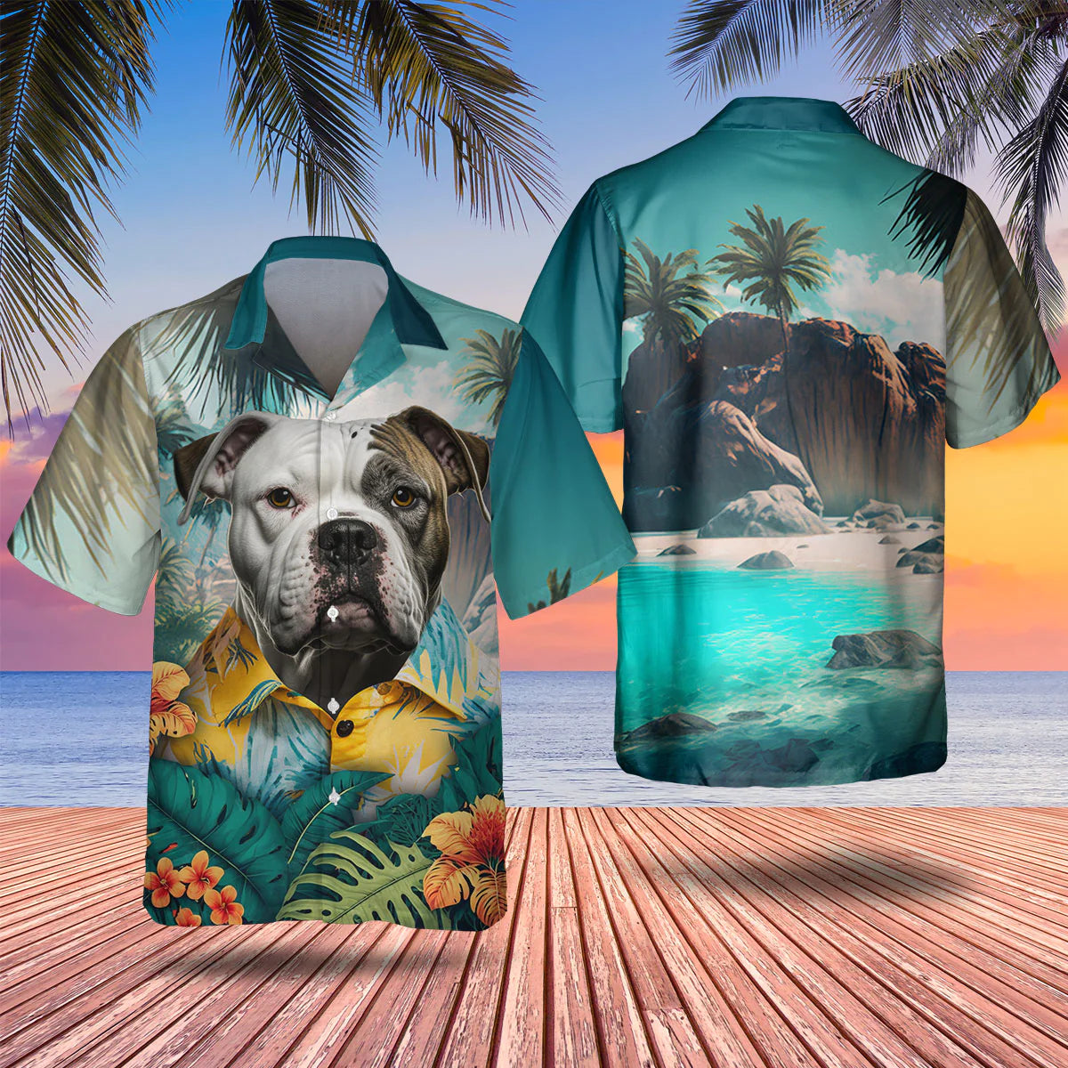 American Bulldog AI- 3D Tropical Hawaiian Shirt