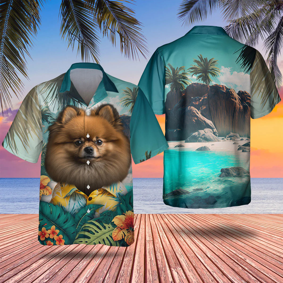 Pomeranian - 3D Tropical Hawaiian Shirt