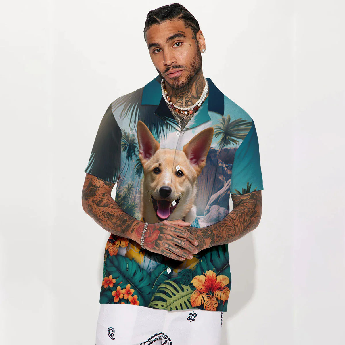 Carolina Dog AI - 3D Tropical Hawaiian Shirt