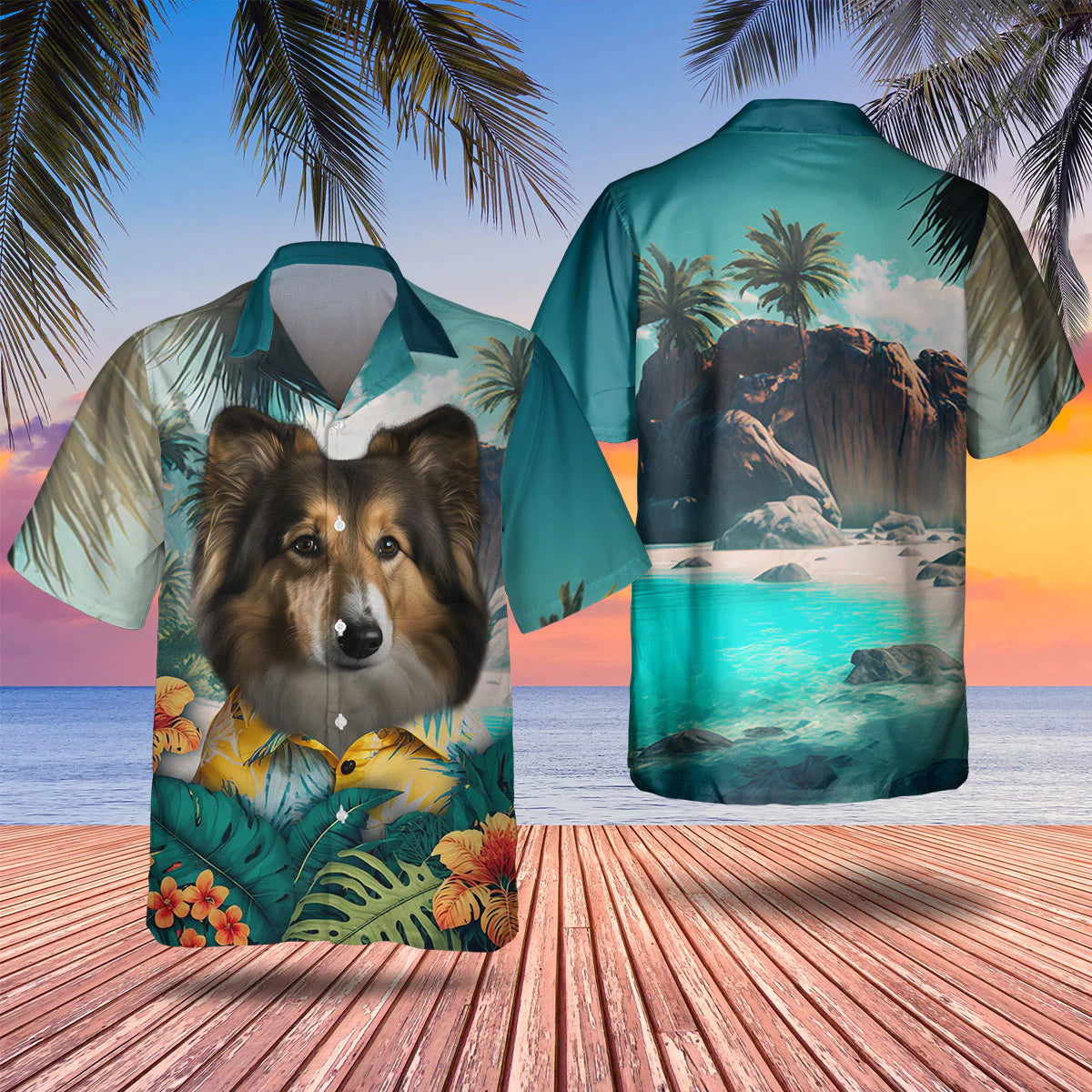 Shetland Sheepdog - 3D Tropical Hawaiian Shirt