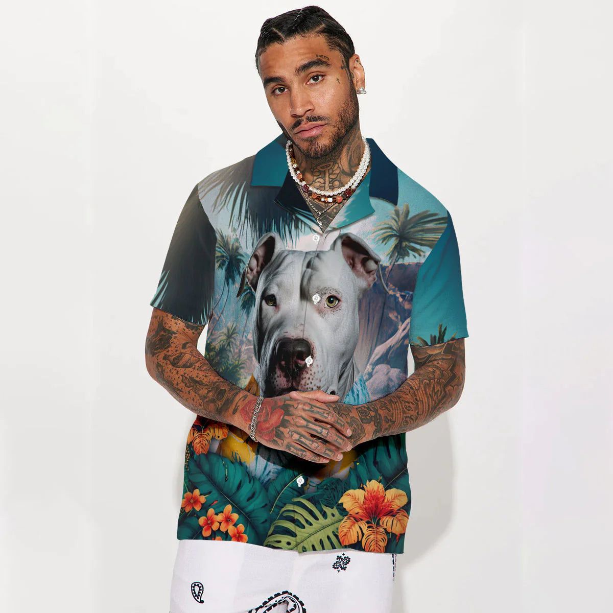 Dogo Argentino - 3D Tropical Hawaiian Shirt