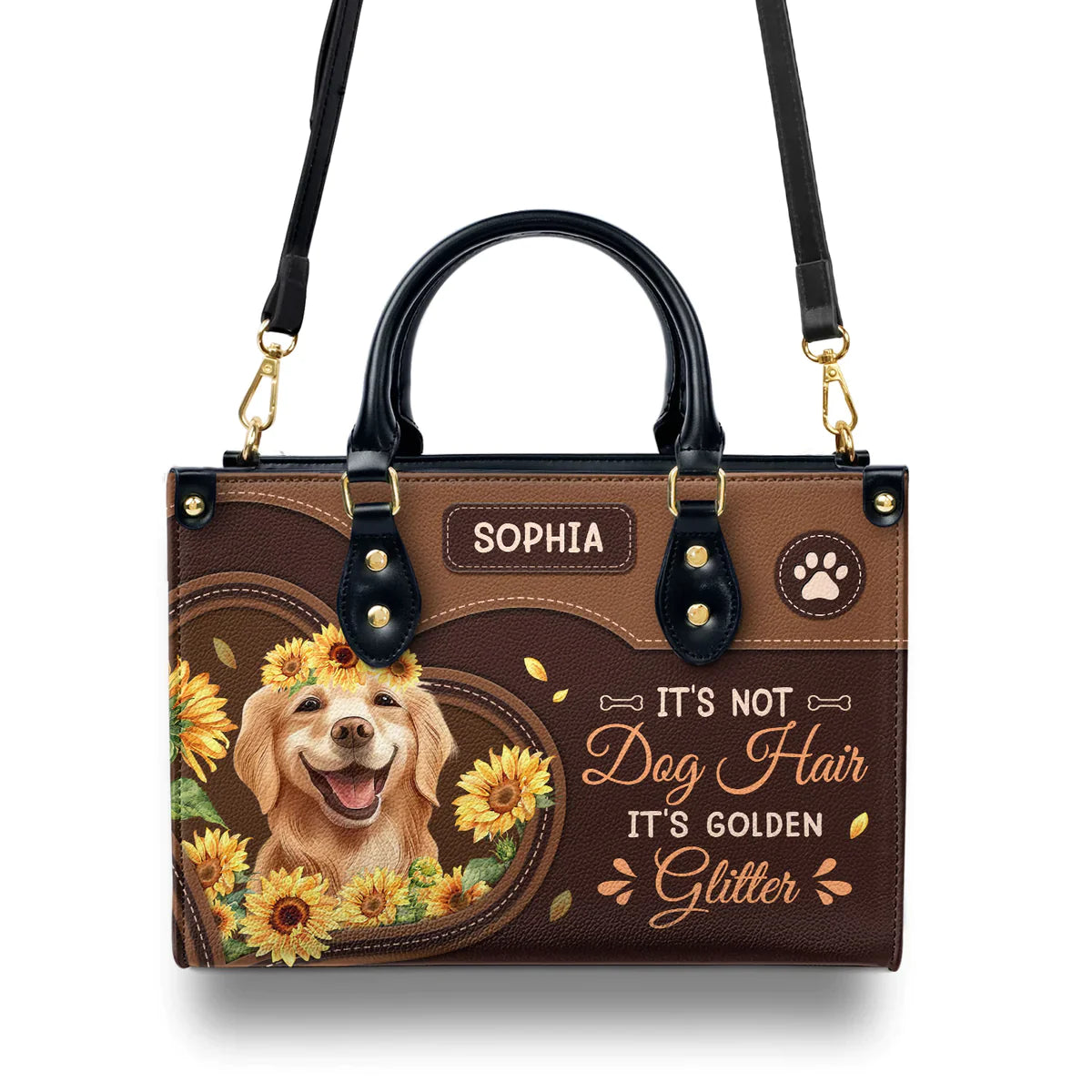 It Is Not Dog Hair It Is Golden Glitter Leather Bag