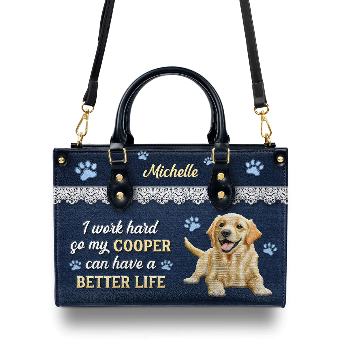 I Work Hard So My Golden Retriever Can Have A Better Life Leather Bag