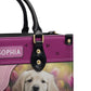Happiness Starts With A Golden Retriever Leather Bag