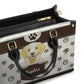 Golden Retriever Puppy Embroidery Style Leather Bag