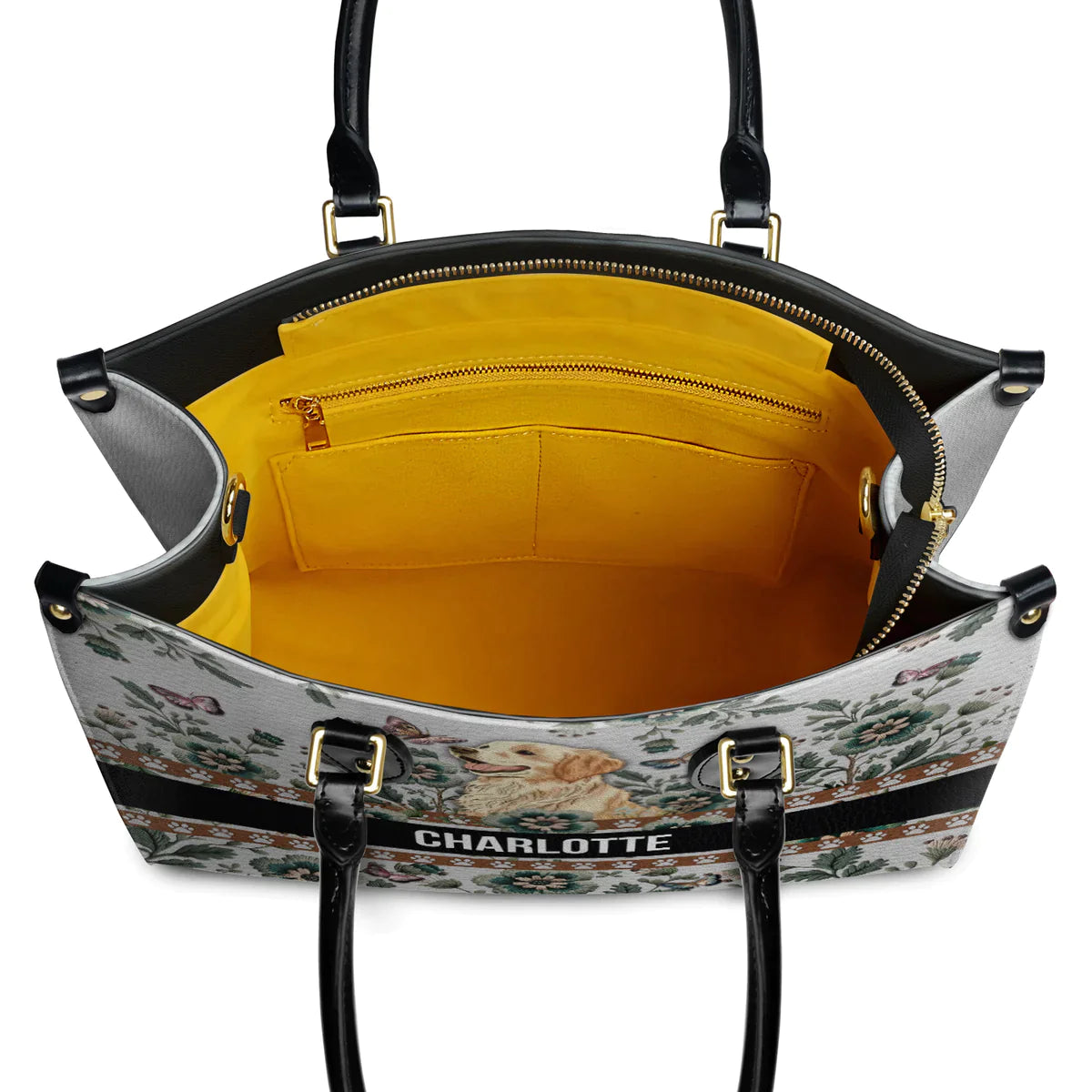 Gior Cute Golden With Butterfly Embroidery Style Leather Bag